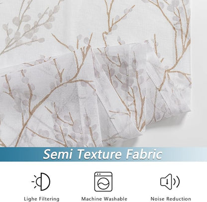 MYSKY HOME Brown Sheer Curtains 63 inches Long - Image 3