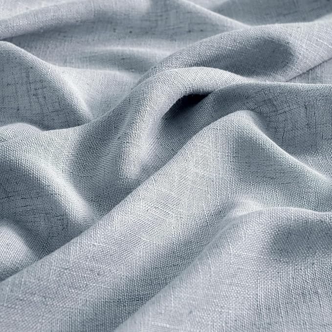 MIULEE Chambray Blue Linen Curtains 52x54 Inch Long - Image 4
