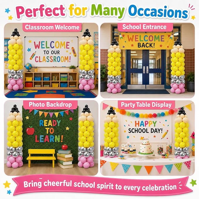163Pcs Back to School Pencil Balloons | 12Inch Pencil Colorful Balloon DIY Arch - Image 6