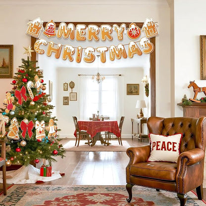 Merry Christmas Banner Gingerbread Christmas Hanging Decoration 3PCS - Image 7