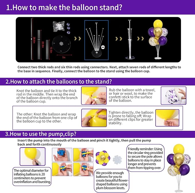 4 Sets Purple Gold Yellow Balloons Stand Kit - Image 4