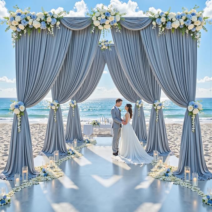 10ft x 15ft Dusty Blue Backdrop Curtains - Image 8