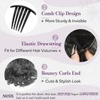 BARSDAR Short Gray Ponytail Extension - 10 Inch Wavy Drawstring Ponytail Hair Extensions for Women - Synthetic Comb Clip in Ponytail Hairpieces Fake Pony Tails Daily - Dark Gray Mixed