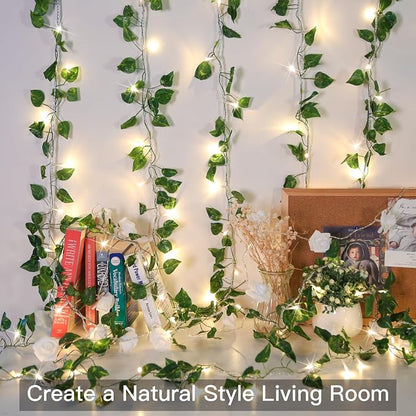 33FT 100 LED Pothos Vine with Fairy Lights Plug in Clear Wire | Connectable - Image 6