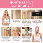GOO GOO Tape in Hair Extensions Human Hair, 18A/613A Dark Blonde Highlighted Bleach Blonde, 24inch 30g 10pcs, Skin Weft Seamless Invisible, Silky Straight with Thick Ends, Remy Human Hair