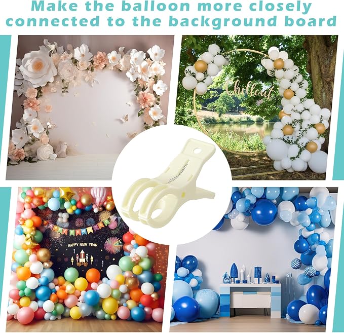 LemonRoad 10 Pack Large Balloon Arch Clips Plastic Transparent Backdrop Spring - Image 6