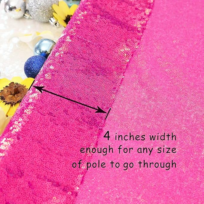 PartyDelight Hot Pink Sequin Backdrop Curtains 2x8ft 2 Panels | Sparkly 3mm - Image 2