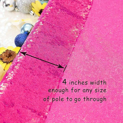 PartyDelight Hot Pink Sequin Backdrop Curtains 2x8ft 2 Panels | Sparkly 3mm - Image 2