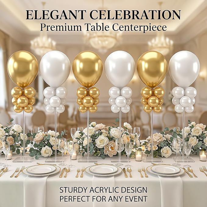 6 Pack Clear Acrylic Balloon Stand 15.75 inch Party Centerpiece Kit - Image 2