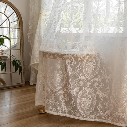 Deeprove Ivory Lace Curtains 84 inches Length 2 Panels Set - Image 7