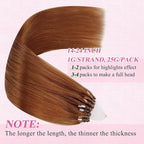 YoungSee Micro Hair Extensions Copper Micro Bead Hair Extensions Micro Links Hair Extension Copper for Women 18In 25g 25s