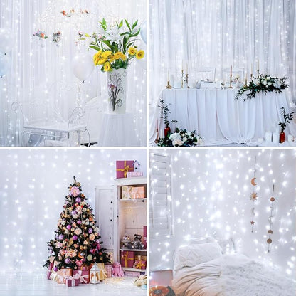 White Curtain Lights for Bedroom Wall, 200 Led Twinkle Lights - Image 3