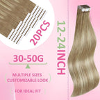 YoungSee Human Hair Tape in Extensions Balayage Tape in Hair Extensions Human Hair Extensions Tape in Ombre Brown to Platinum Blonde Invisible Tape-in Hair Extension Human Hair 14In 20pcs 50g Straight