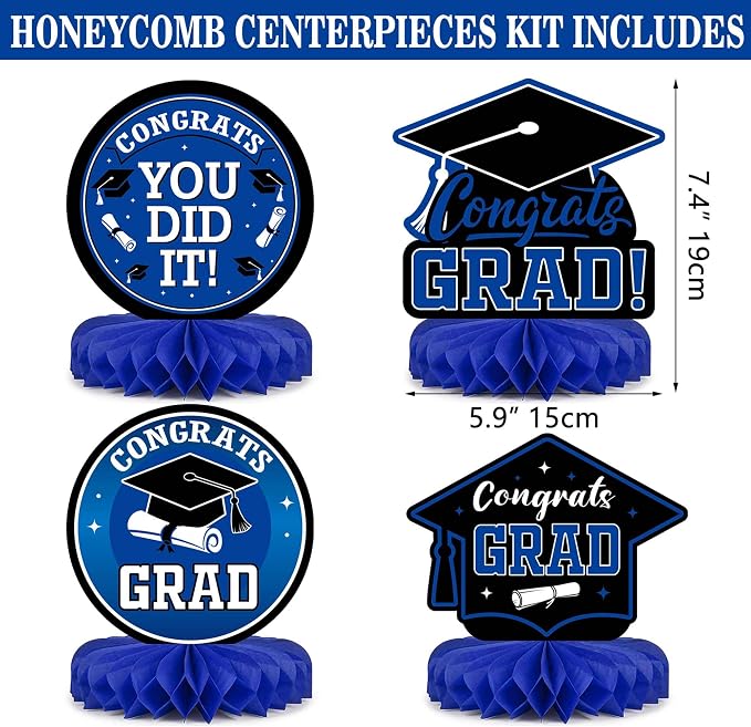 Graduation Decorations 2026 Navy Blue and Gold Balloon Boxes and Arch Garland - Image 4