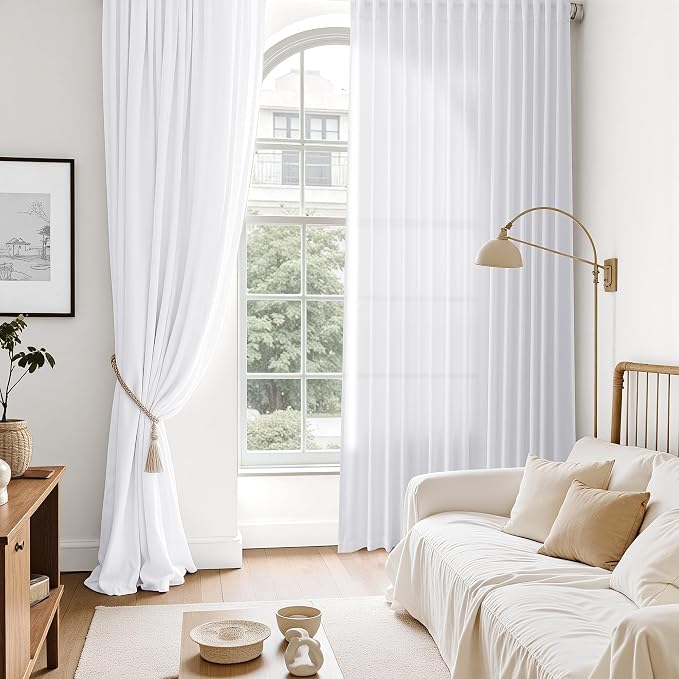 Snow White Linen Curtains 72 Inches Long - Image 6