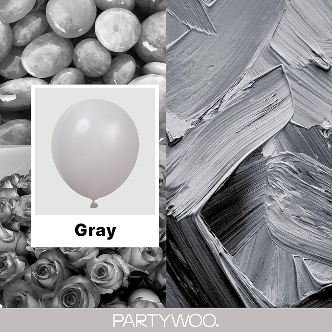 PartyWoo Gray Balloons 140pcs Matte Gray Latex Balloons Different Sizes | 18 12 - Image 2