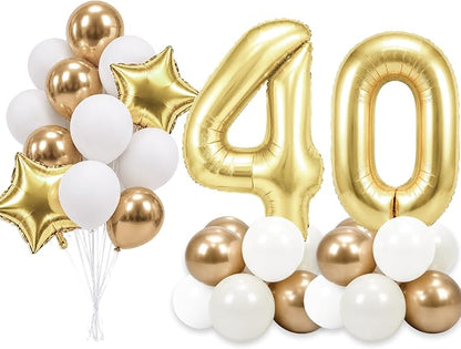 PartyWoo Number Balloons 40 Inch Gold Number 40 Kit 33pcs by PartyWoo