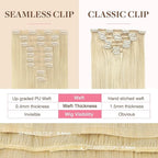 GOO GOO Clip in Hair Extensions Real Human Hair, Remy Human Hair Extensions Clip ins for Women, Natural Human Hair, 14inch 130g 9Pcs, 60A Platinum Blonde