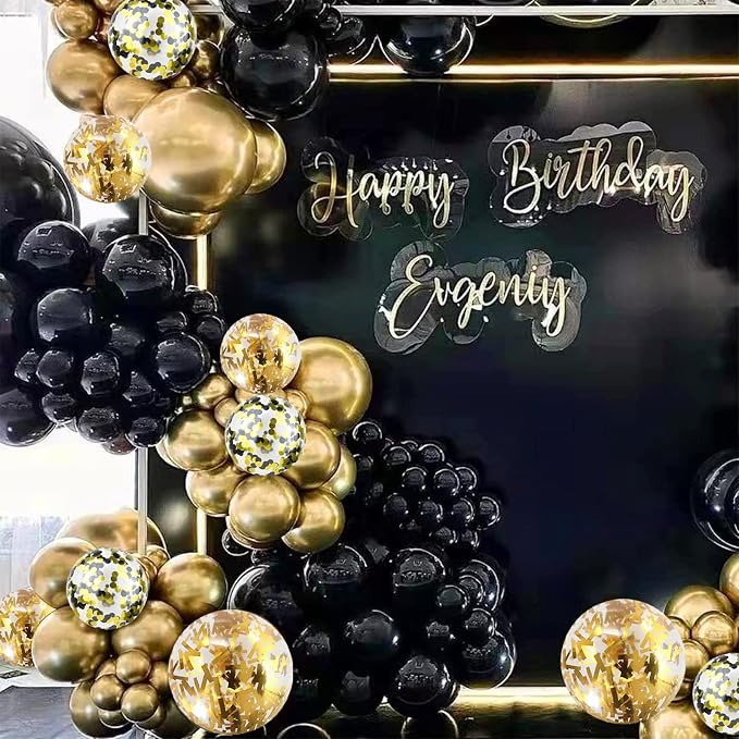 Balloons Black Gold, 60 Packs 12 Inch Black Metallic Chrome Gold Latex Balloons - Image 7