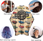 Barber Cape for Men Professional Hair Cutting Salon Cape with Snaps Waterproof Hairdressing Styling Cape Gown Apron- 63”× 56”(Vintage Cars)