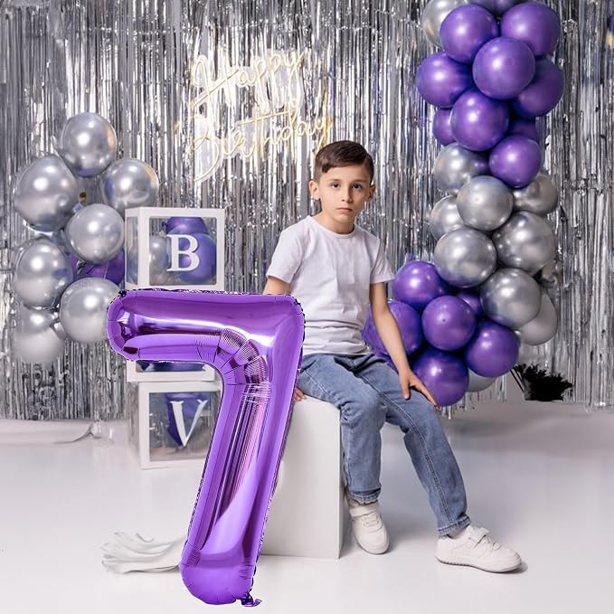 40 Inch Purple Number Balloons, Giant Self Inflating Foil 9 Years Old Birthday - Image 8