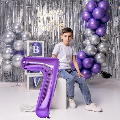 40 Inch Purple Number Balloons, Giant Self Inflating Foil 9 Years Old Birthday - Image 8