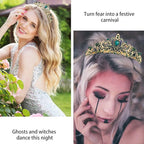Velscrun Princess Crown - Green Tiara & Sash Set for Princess Birthday Party Decorations