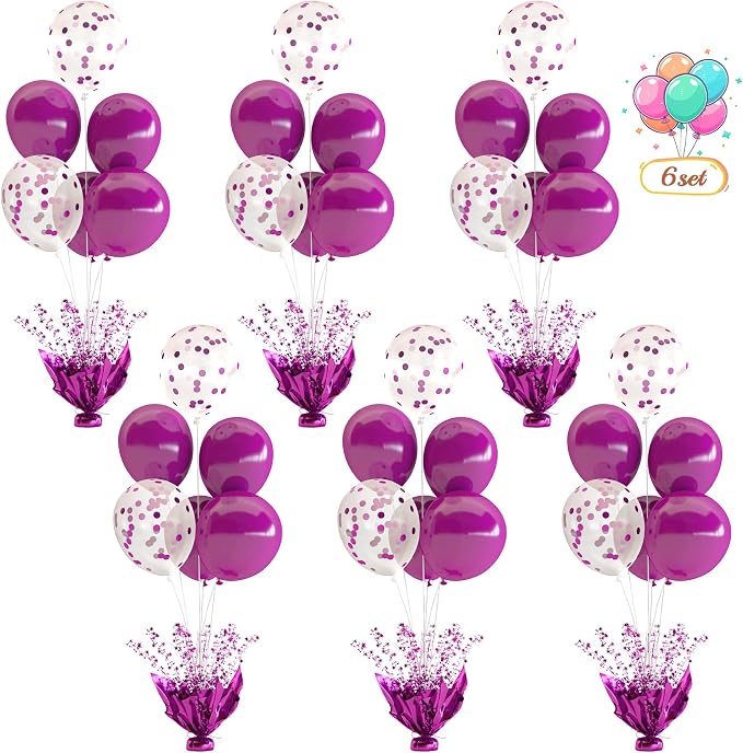 6 Set Purple Christmas Table Balloons Centerpiece by Suppromo