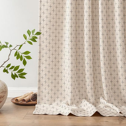 MIULEE Patterned Farmhouse Linen Curtains, Back Tab - Image 6