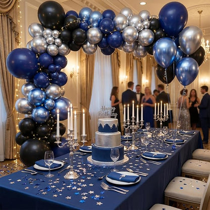 KBZVNAF Black Blue Silver Latex Balloons 60 Pack 12 inch | Royal Blue Black - Image 3