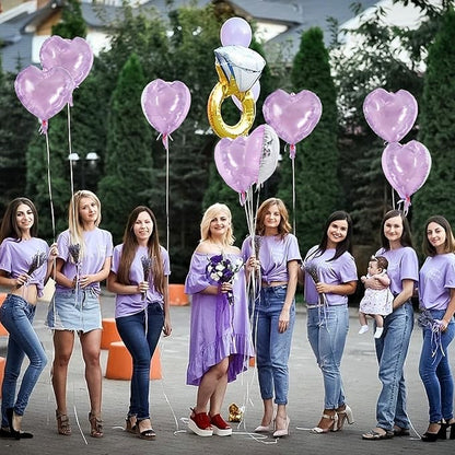 TONIFUL 30 Pcs Clear Lilac Heart Balloons 18 Inch Heart Shape Foil Balloon | - Image 3