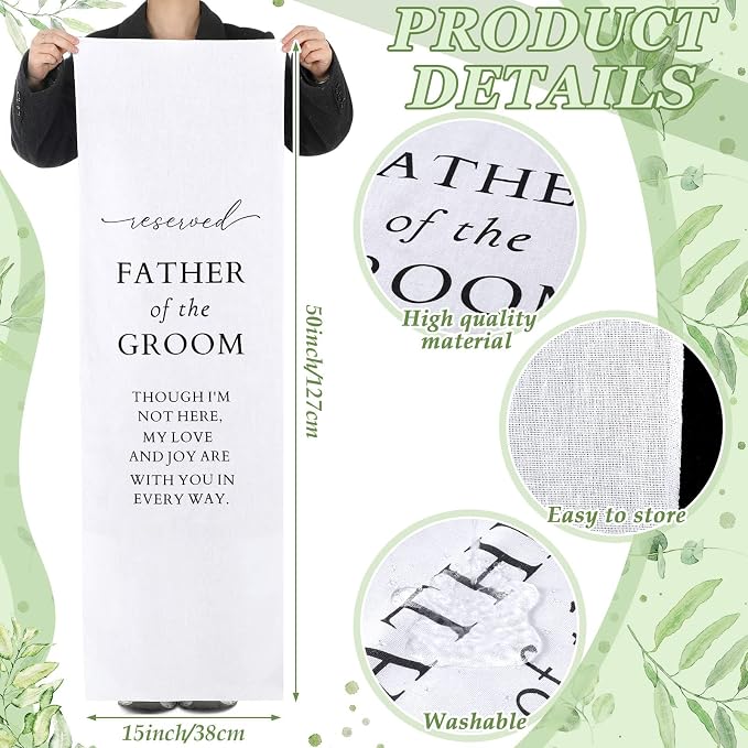 HunnmingRe Father of the Groom Wedding Memorial Reserved Chair Sign Banner in - Image 2