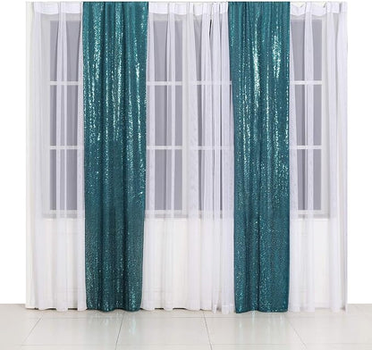 Poise3EHome 2ft x 8ft Teal Sequin Backdrop Curtains 2 Panels - Image 2