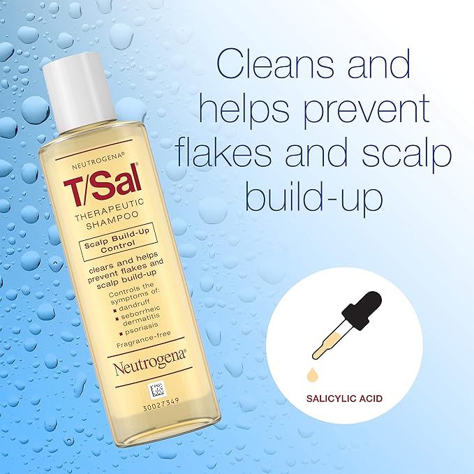 Neutrogena T/Sal Therapeutic Shampoo for Scalp Build-Up Control with Salicylic Acid, Scalp Treatment for Dandruff, Scalp Psoriasis & Seborrheic Dermatitis Relief, 4.5 fl. oz (Pack of 4)