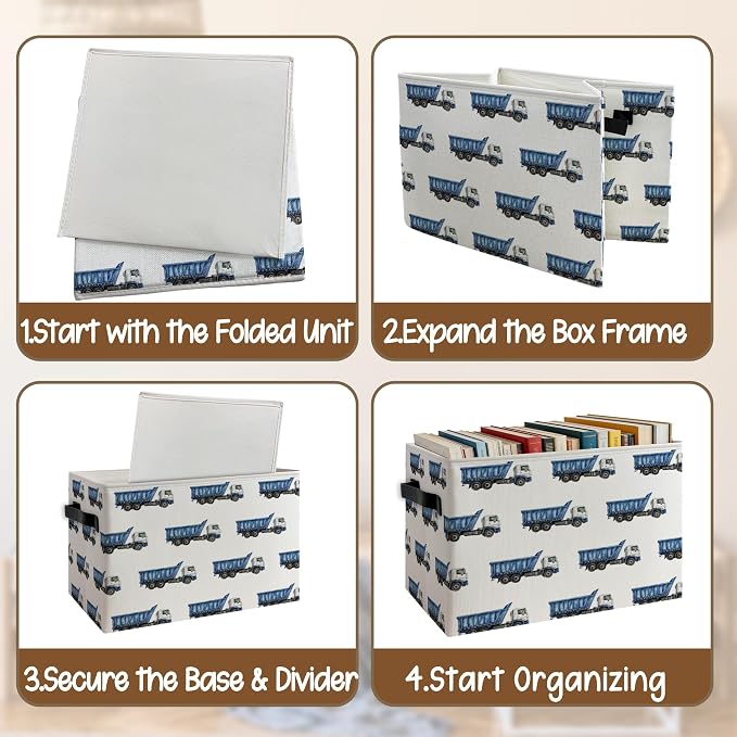 Blue Dump Truck Boy Nursery Storage Basket - Image 4