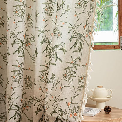 ENJOYBRIDAL Floral Curtains 63 Inch Length Semi Sheer Boho Drapes - Image 5