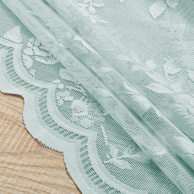 Aqua Lace Curtains 72 Inch Length 2 Panels - Image 7