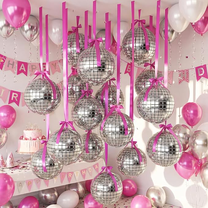 Jenaai 30 Set Round Foil Balloons Bulk 22 Inch 4d Metallic Giant Balloons Set - Image 5