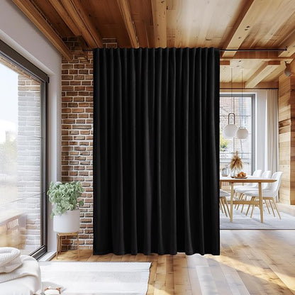 Black Velvet Theater Curtains Extra Wide Blackout Window Drapes - Image 5