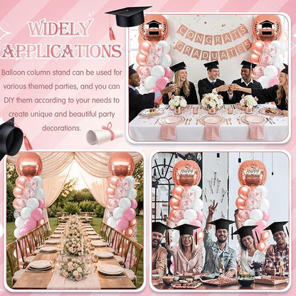 2 Sets Pink Rose Gold Balloon Column Stand Kit, Adjustable Floor Balloon Arch - Image 6
