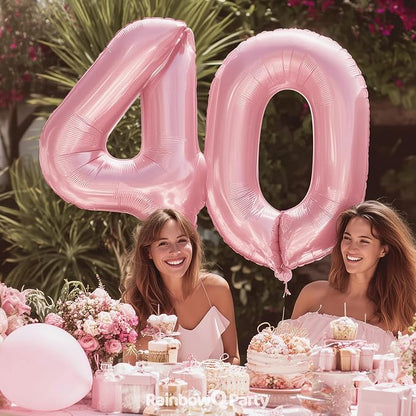 RainbowQ Pink 40 Balloon Number 40 Inch 0-40 Foil Large Balloons | Big Mylar 40 - Image 2