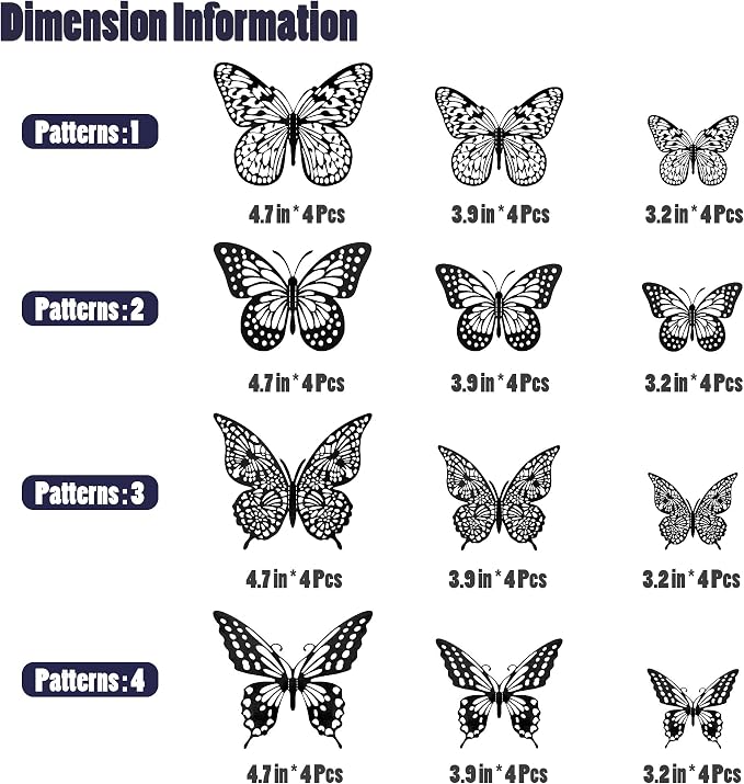 SAOROPEB 3D Butterfly Wall Decor 48 Pcs Black Butterfly Decoration Sticker | 4 - Image 6