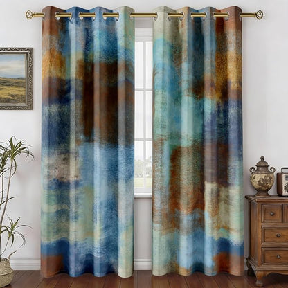 Asuexpect Abstract Curtains 2 Panels Abstract Rust Curtain Room Darkening by Asuexpect