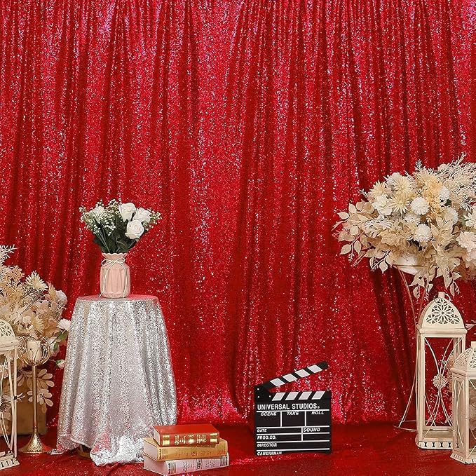 Eternal Beauty Red 3mm Sequin Backdrop 20x10 Ft - Image 8