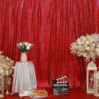 Eternal Beauty Red 3mm Sequin Backdrop 20x10 Ft - Image 8