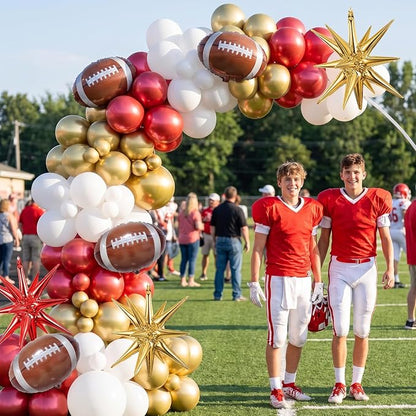 Red and Gold Football Balloon Arch Garland Kit, American Rugby Decor - Image 4
