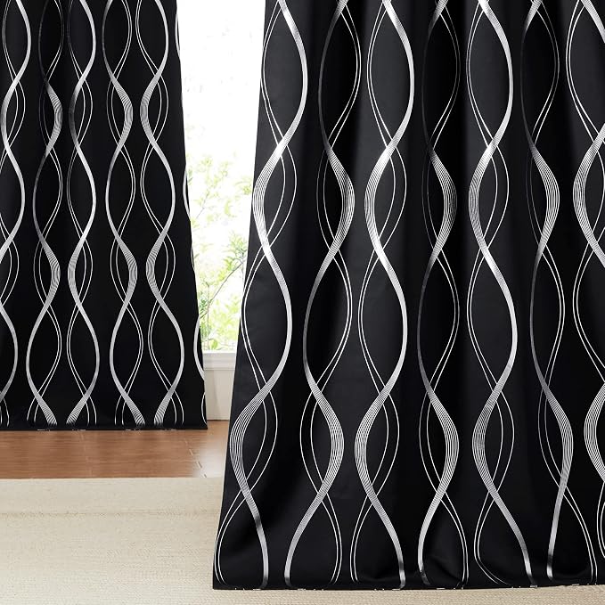 NICETOWN Black Blackout Patterned Curtain - Image 7