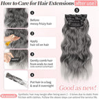 KooKaStyle Clip in Synthetic Hair Extensions Long Wavy 4PCS Thick Hairpieces Grey Sliver Mixed Fiber Double Weft Natural Hair Extensions 20 Inch for Women