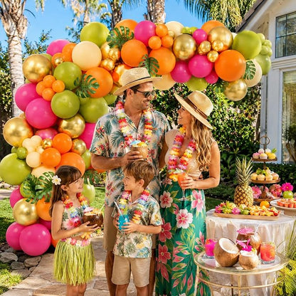 Tropical Hawaiian Balloons Arch Garland Kit, Olive Green Hot Pink Orange Yellow - Image 5