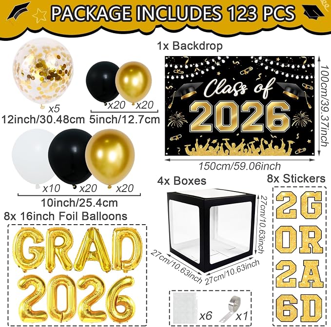 Graduation Decorations 2026, Balloon Arch Kit and Backdrop - Image 4